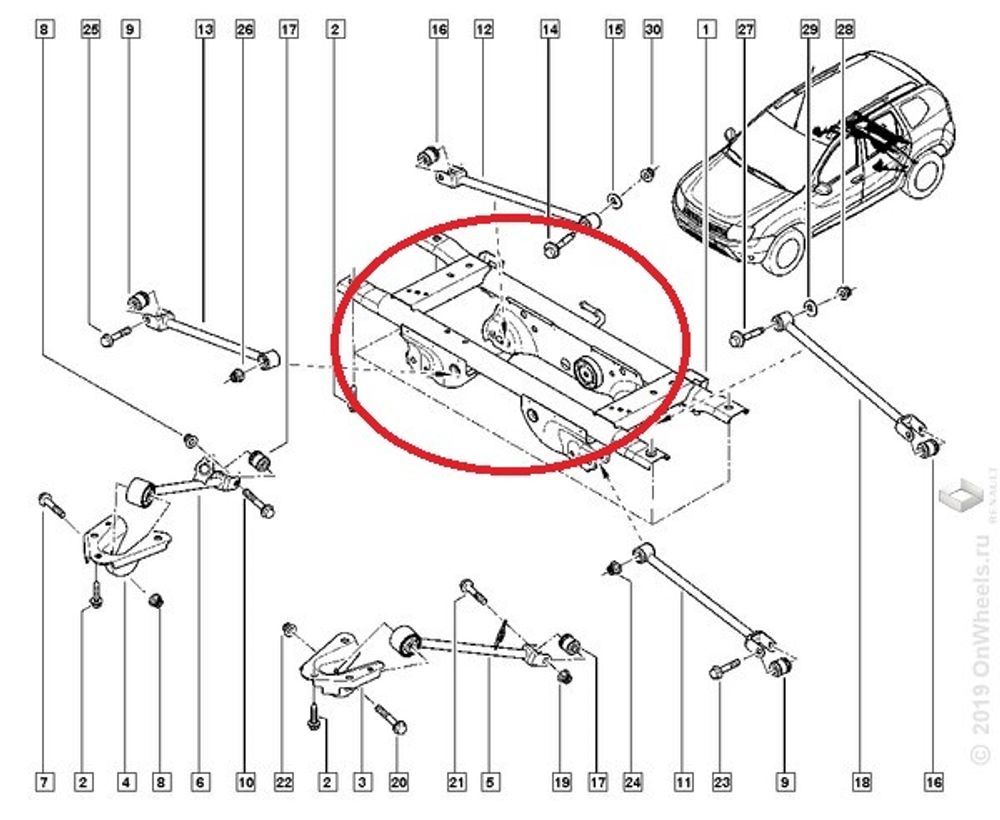 Подрамник Renault Duster Kaptur задн. 4WD (Renault)