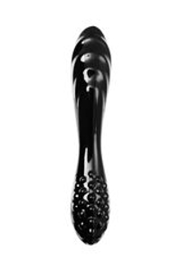 Черный двусторонний фаллоимитатор Dazzling Crystal 1 - 18,5 см.