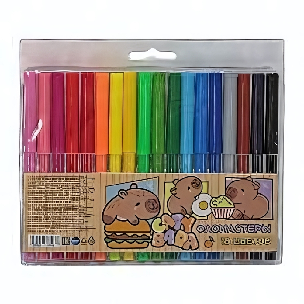 Фломастеры 18цв. "Капибара" на водной основе, с вентилир.колпачок, морозостойкие (Центрум)