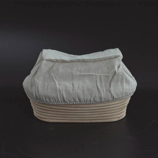 Чехол (лен) на овальную корзинку из лозы ротанга S