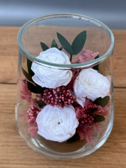 натуральные кустовые розы в стекле, вакуум*