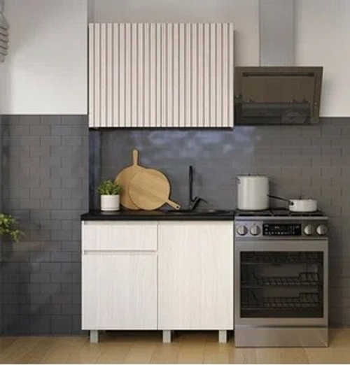 Кухня Тренд 1,0 (Ясень белый/Столешница Черный янтарь)