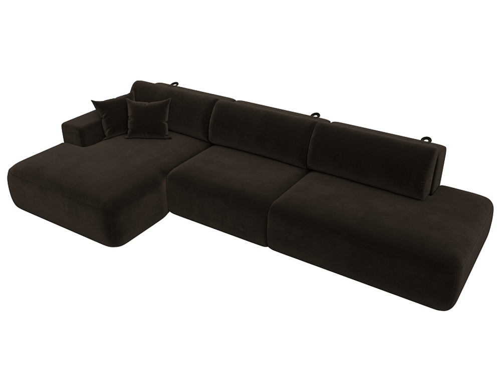 Диван угловой Лига-036 НПБ Модерн Лонг левый угол МИКРОВЕЛЬВЕТ Коричневый