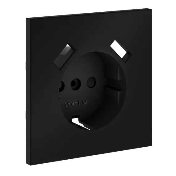 Накладка для розетки с заземлением и защитными шторками, с USB A+A, S70 (черный матовый) vls000908