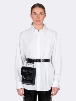 Ремень со шлевками черный "Рептилия" OLA OLA