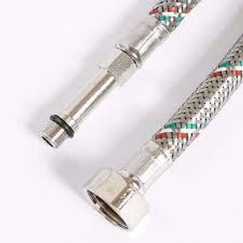 UNI-FITT Гибкая подводка для смесителя МL10х1 - 1/2", 100 см, удлиненный штуцер, DN 8, оплетка из нержавеющей