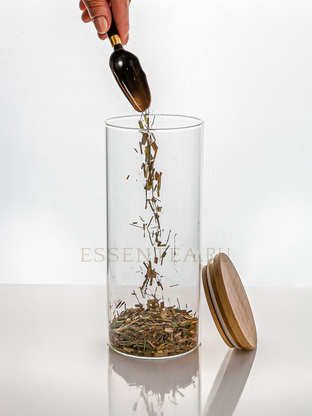 Банка стеклянная "Орхидея" с бамбуковой крышкой 1000 мл