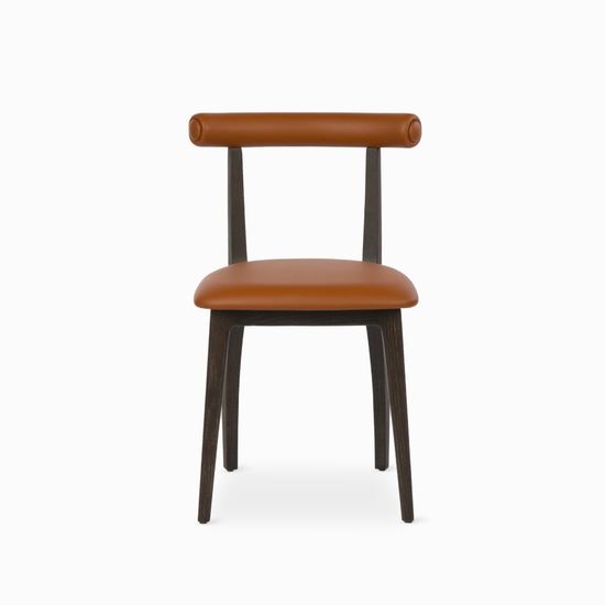 Обеденный стул Lara Wood деревянный, коричневая экокожа