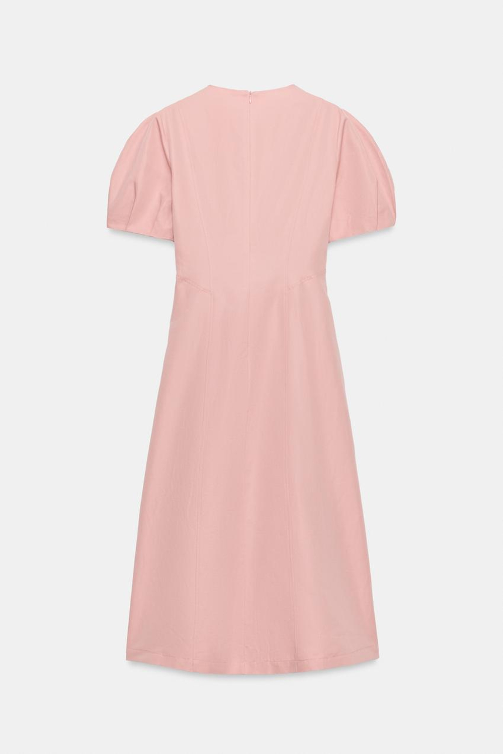 ZARA ПЛАТЬЕ МИДИ ИЗ СМЕСОВОГО ЛЬНА — ZW COLLECTION, РОЗОВЫЙ