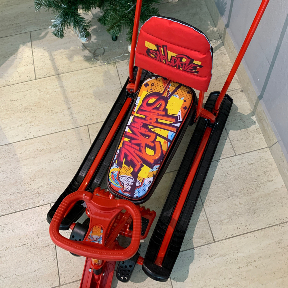 Снегокат «Тимка спорт 6» с граффити на красном (арт. ТС6/GR)