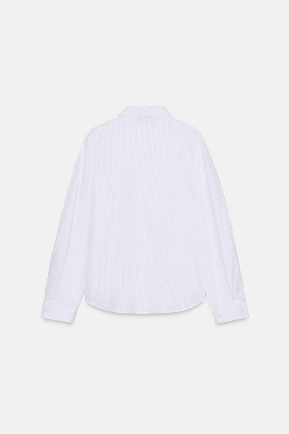 ZARA ХЛОПКОВАЯ РУБАШКА В ПОЛОСКУ, БЕЛЫЙ