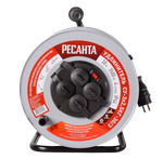 Удлинитель силовой на металлической катушке Ресанта СУ-3х2,5КГ-30/3 (с выкл., 4 розетки, IP44)