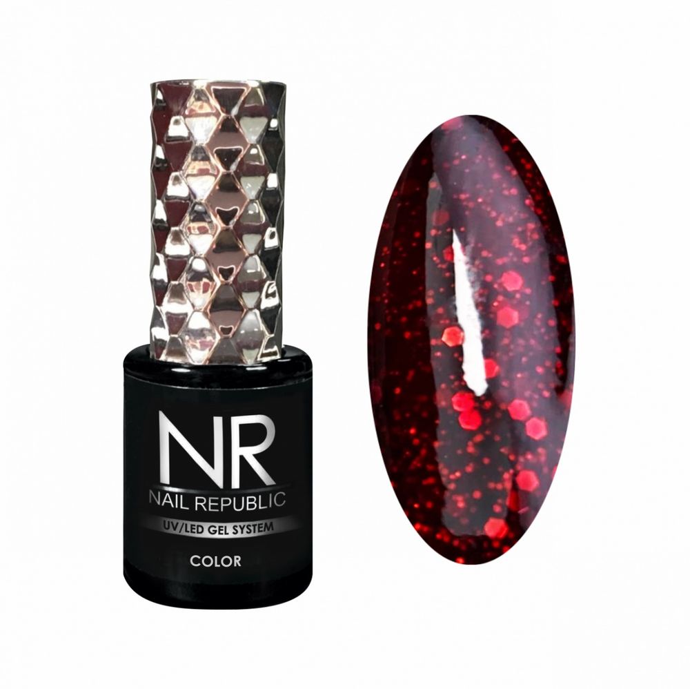 Nail Republic Гель-лак NR-425 Мерцающий красная шпинель, 10 мл