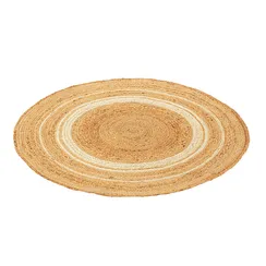 Ковер из джута круглый с вставками белого цвета из коллекции ethnic, 120см
