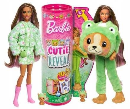 Кукла Mattel Barbie Cutie Reveal - Костюмы животных - Кукла в костюме собаки-лягушки с 10 сюрпризами - Барби HRK24
