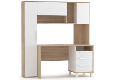 Компьютерный стол Woodville Комфорт 12.95 N дуб сонома, белый PE шагрень