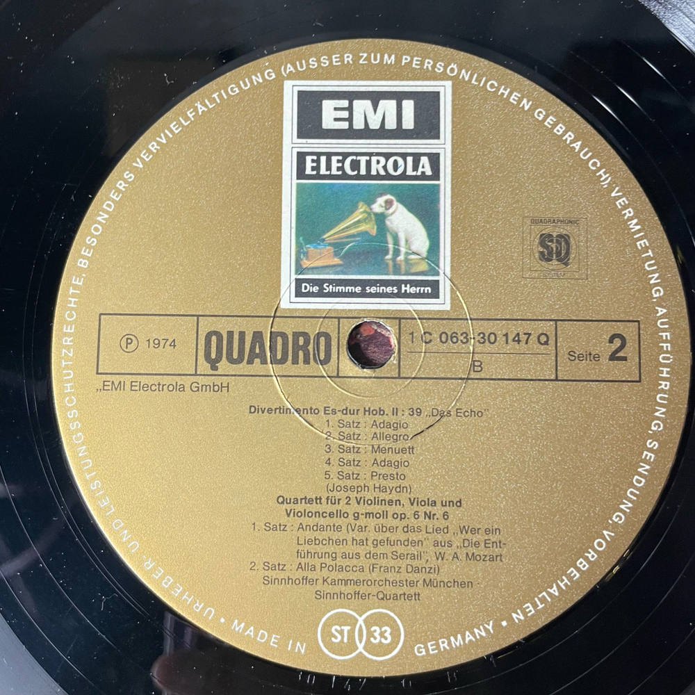 Винтажная виниловая пластинка LP W. A. Mozart Моцарт, J. Haydn Гайдн, F. Danzi Ф. Данци, Ein Musikalischer Spass Музыкальная Шутка (Германия 1974)