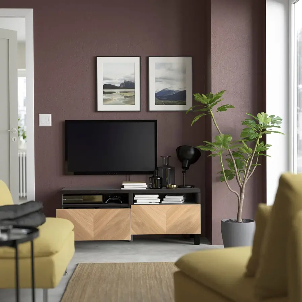 Тумба под ТВ - IKEA BESTÅ/BESTA, 120x42x48 см, черный, Бесто ИКЕА