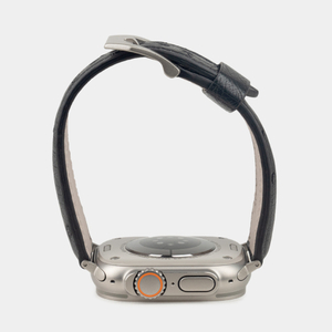 Ремешок для Apple Watch Ultra 49mm из кожи страуса, черного цвета
