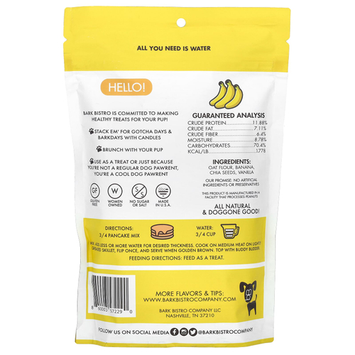 Bark Bistro, World's First Pooch блины, Barking Banana, 396 г (14 унций)
