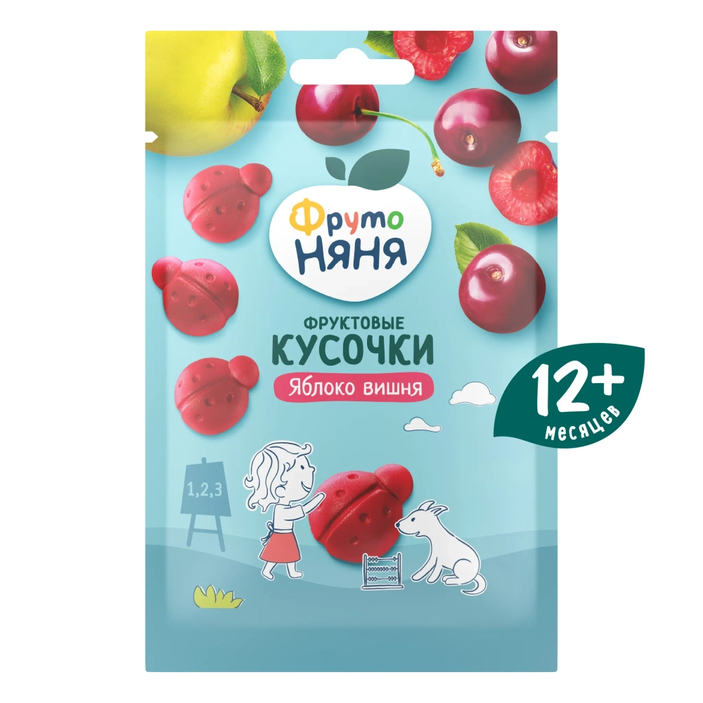 Фрутоняня Фруктовые кусочки яблоко-вишня 15 гр