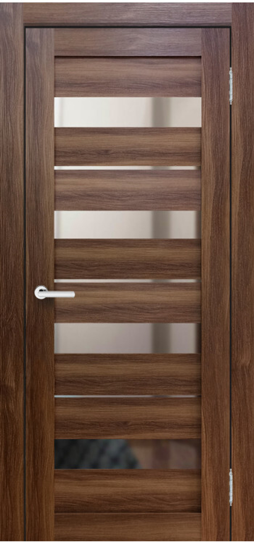 Межкомнатная дверь Велюкс 2 Ясень грей / Цвет Орех / Зеркало / Двери Верда