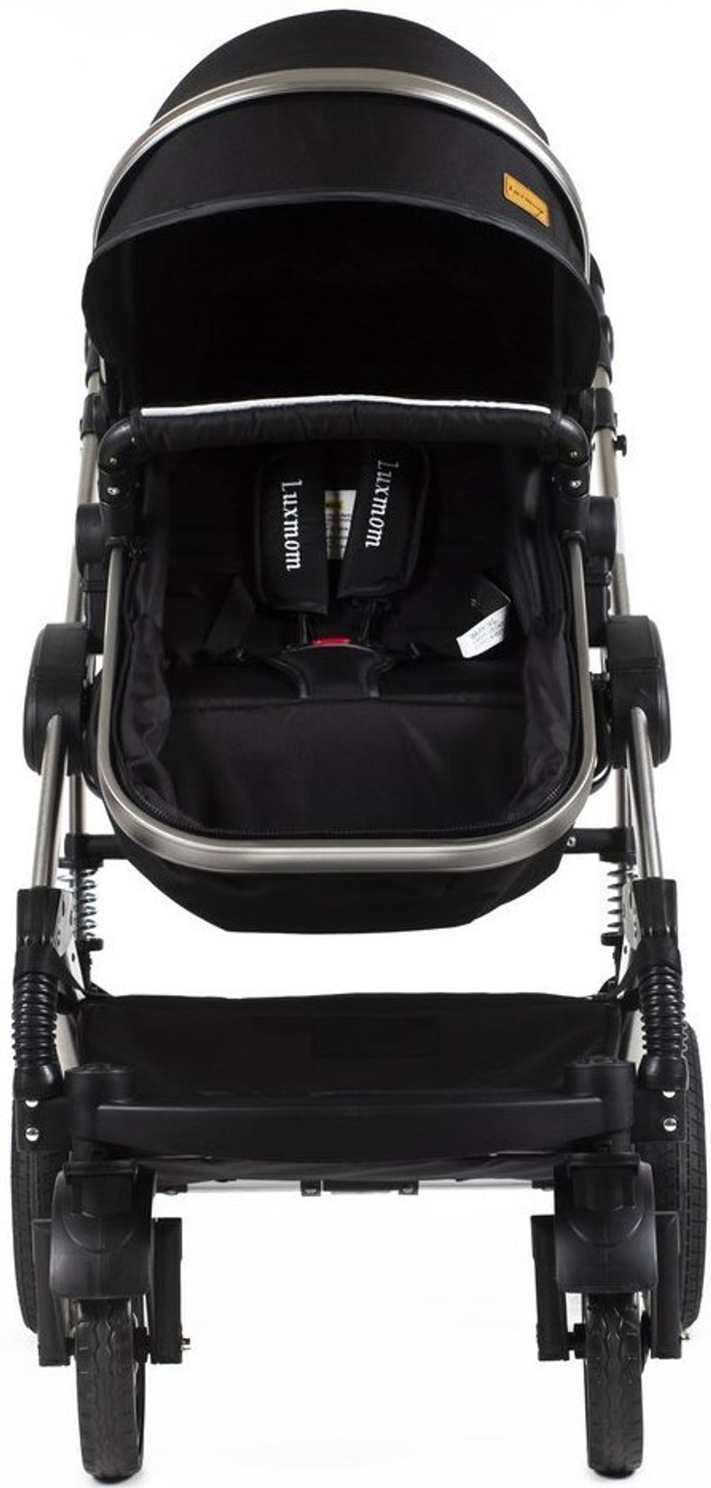 Коляска-трансформер Luxmom 555 2в1 Черный текстиль Серебристая рама