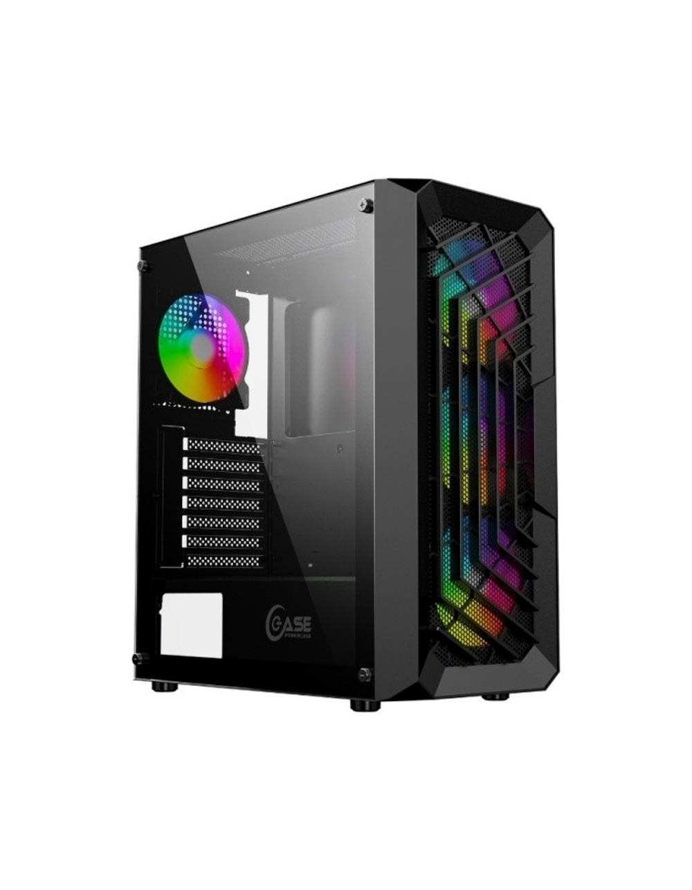 Powercase Mistral C4B, Tempered Glass, 4x 120mm 5-color fan, чёрный, ATX  (CMICB-L4)