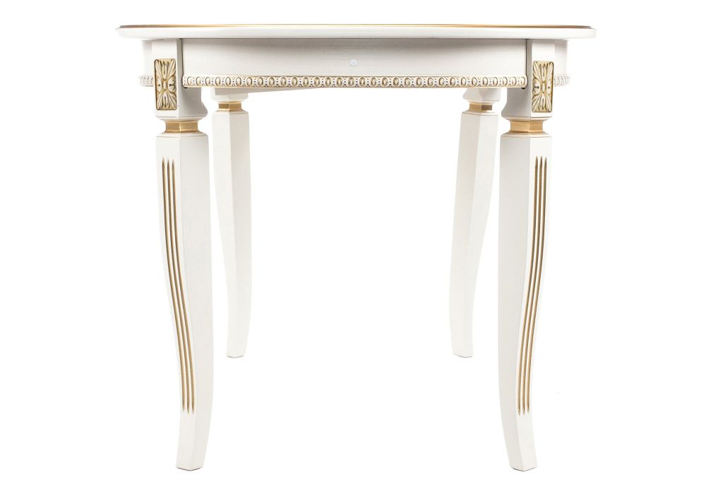 Деревянный стол Romeo 130(170)х85х75 молочный / патина золото