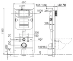 Унитаз подвесной Ceramica Nova Forma CN3009_1001B_1000 безободковый, с крышкой микролифт, с инсталляцией и черной матовой кнопкой