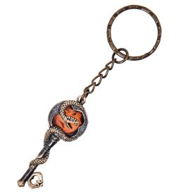 AM- 047 Брелок «Змея Ключик» (латунь, янтарь)