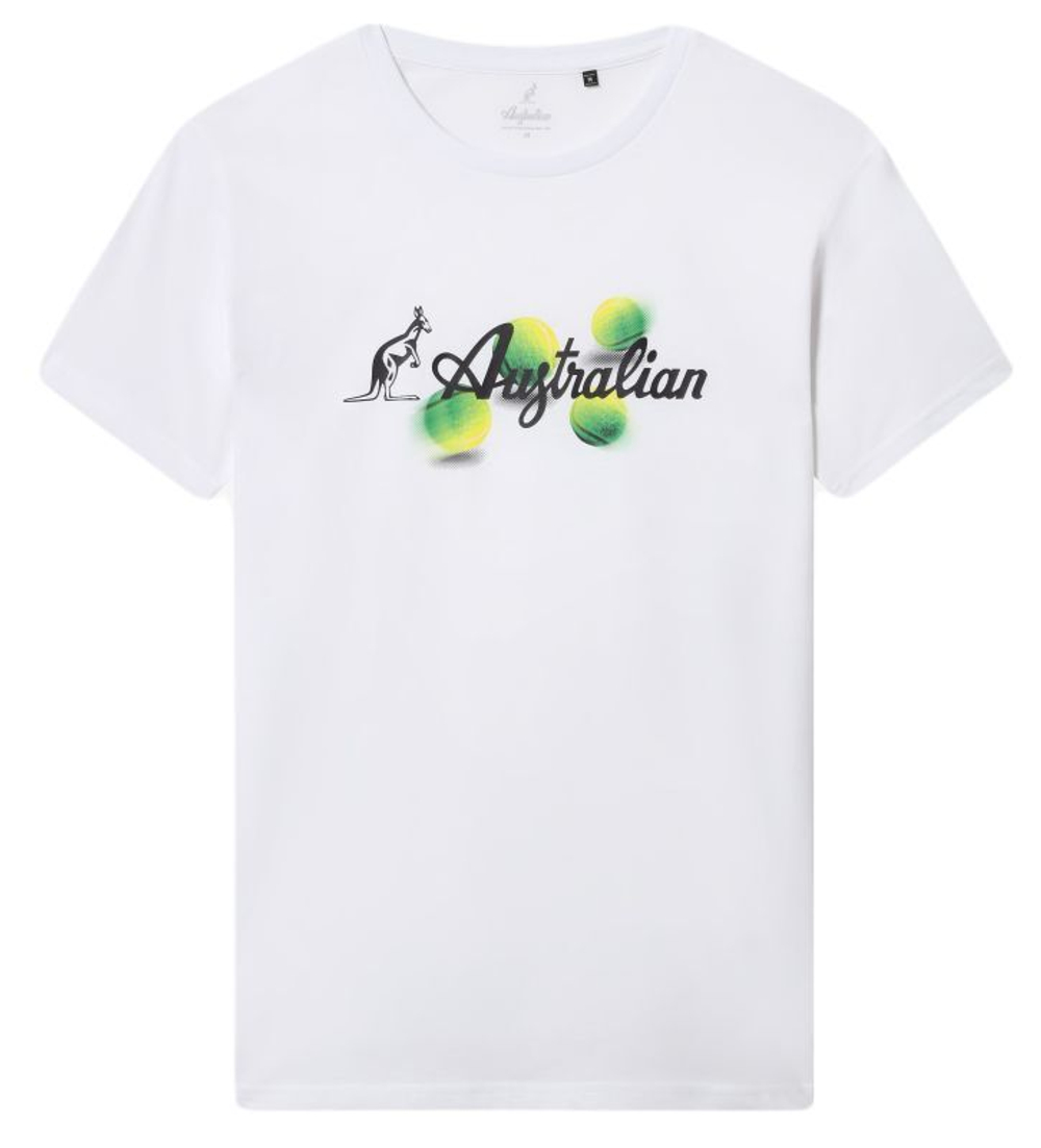 Мужская теннисная футболка Australian Cotton T-Shirt Australian Balls - bianco