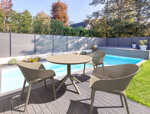 Пластиковый стол Sky Ø105 см, бежевый