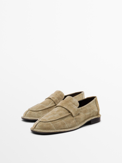 Massimo Dutti Лоферы из мягкой натуральной кожи, песочно-коричневый