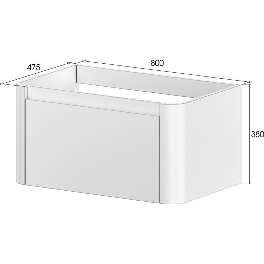 Тумба c раковиной VOI 786-080-L+782-080-R-L 80 см, на 1 отверстие, рифленая, LUNA