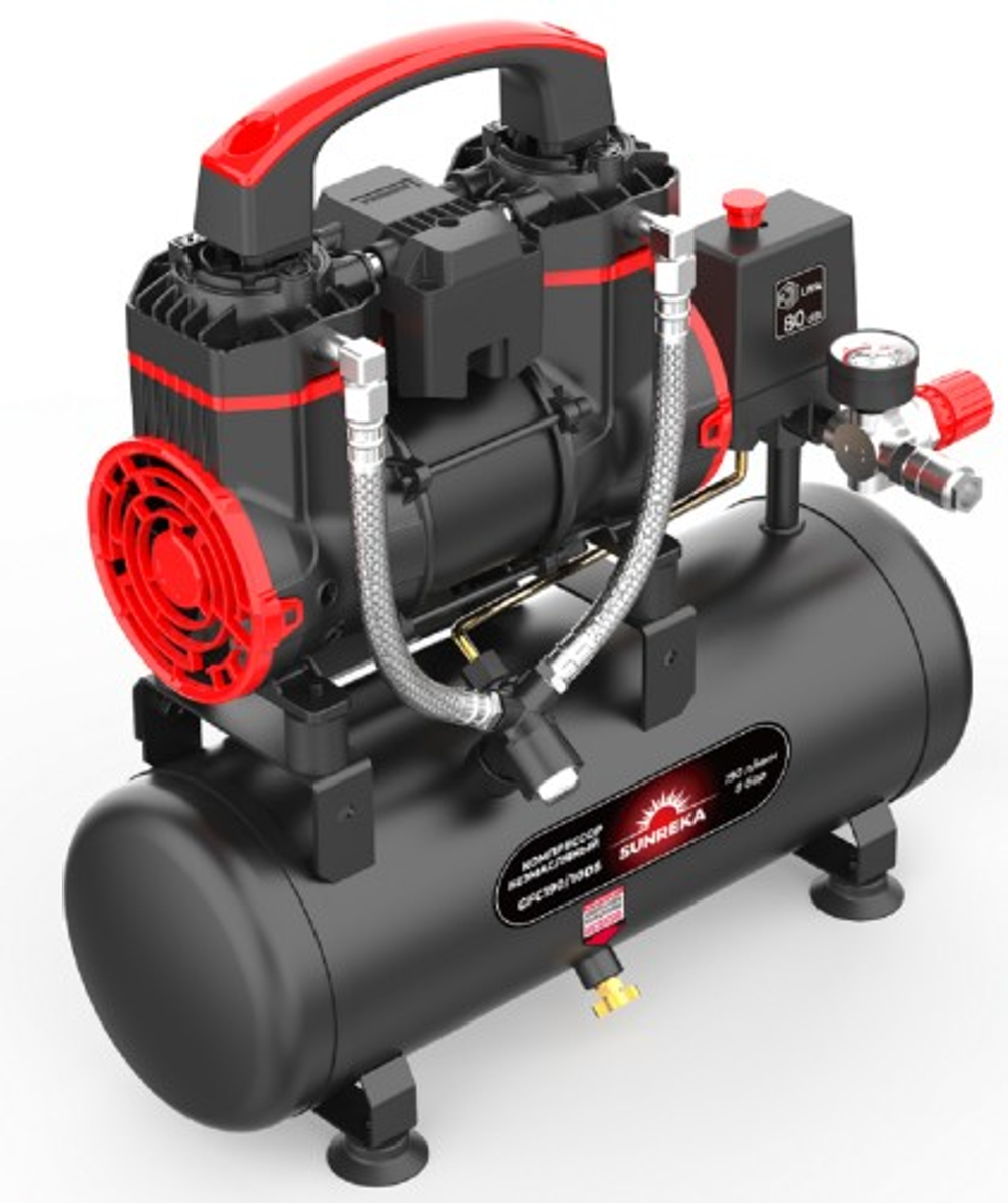 Компрессор поршневой безмасляный SUNREKA GFC190/10DS малошумный 216111