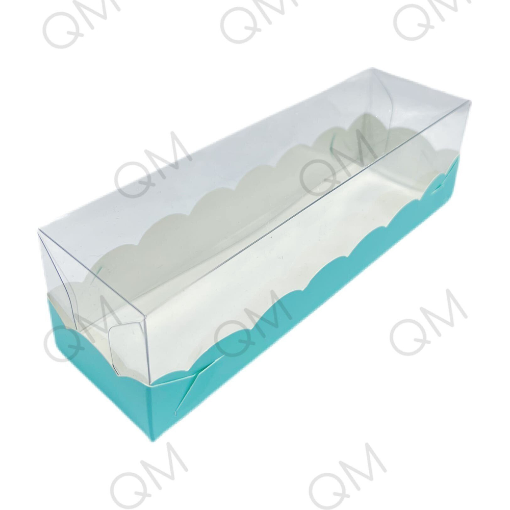 Коробка для макарон с пластиковой крышкой 190*55*55 мм (тиффани), 50шт