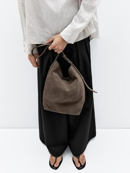 Massimo Dutti Замшевая сумка, кротово-коричневый