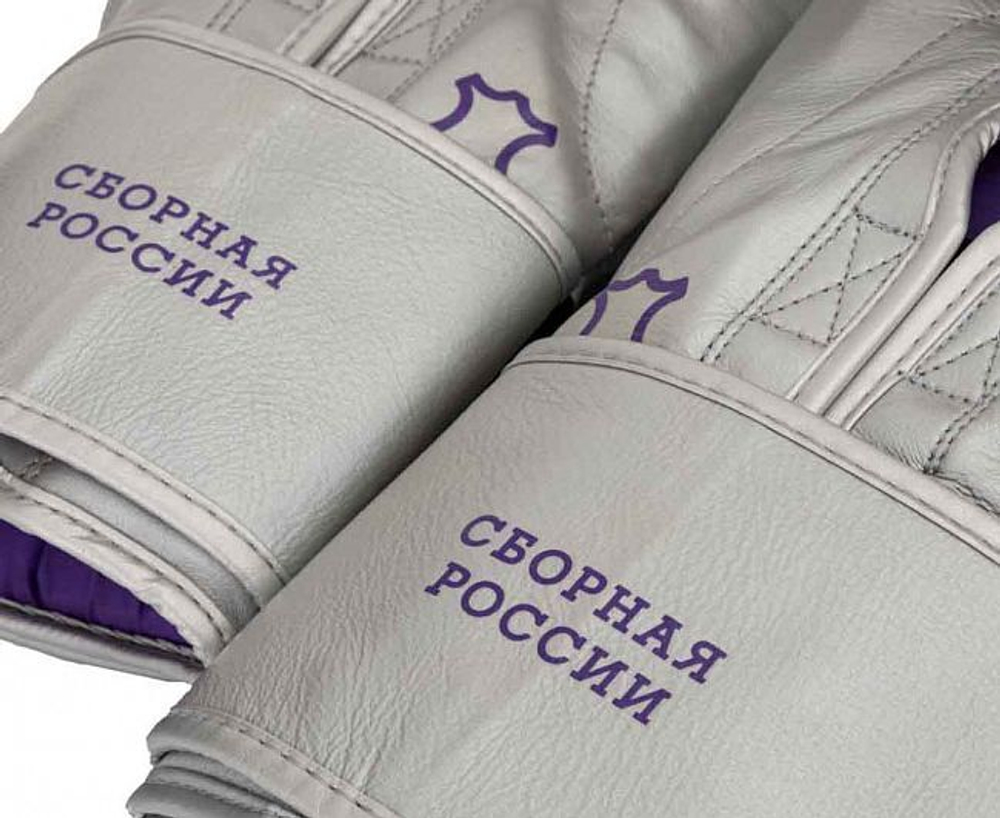 Перчатки боксерские Clinch Undefeated Russian Team серебристые C161RT
