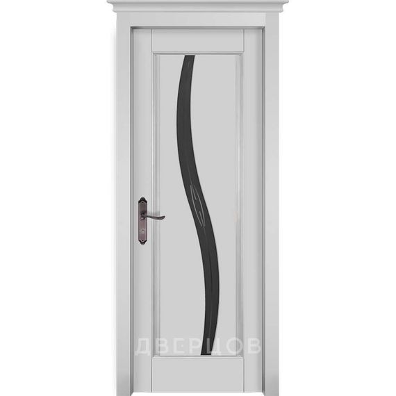 Фото межкомнатной двери массив ольхи ОКА Соло белая эмаль остеклённая