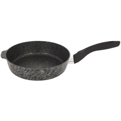 Сковорода глубокая 220мм с ручкой,АП линия «Грация» (черный/серебро)