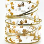 Лента декоративная (6 см*2,74 м) Ассорти дизайнов, Органза, Золото, 1 шт.