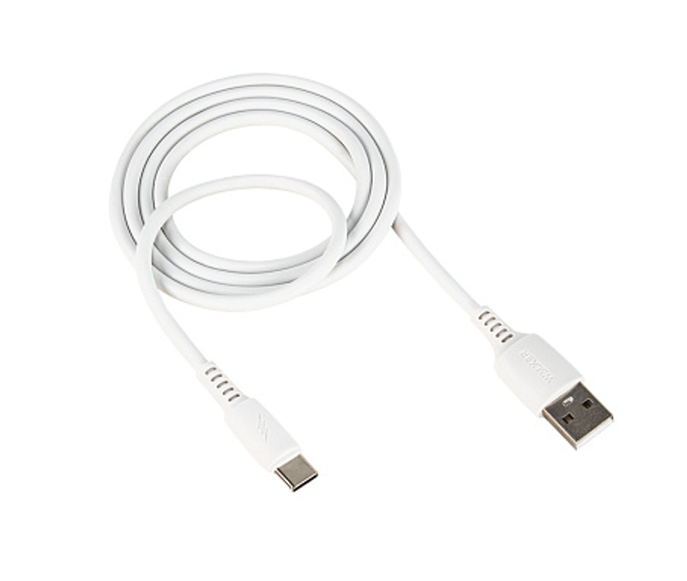 Кабель USB &quot;WALKER&quot; C308, 2.4А, Type-C, поддержка QC, белый