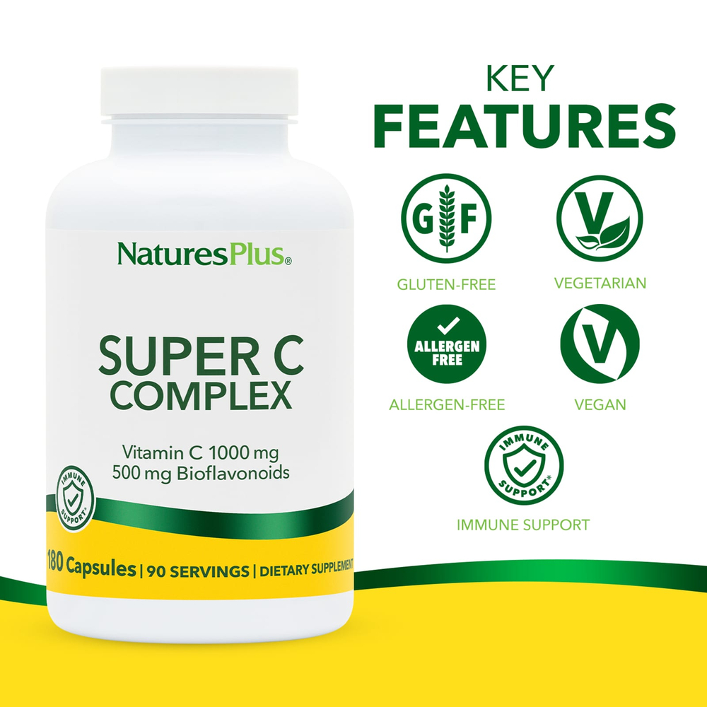 NaturesPlus, Super C, комплекс с витамином C, 180 капсул