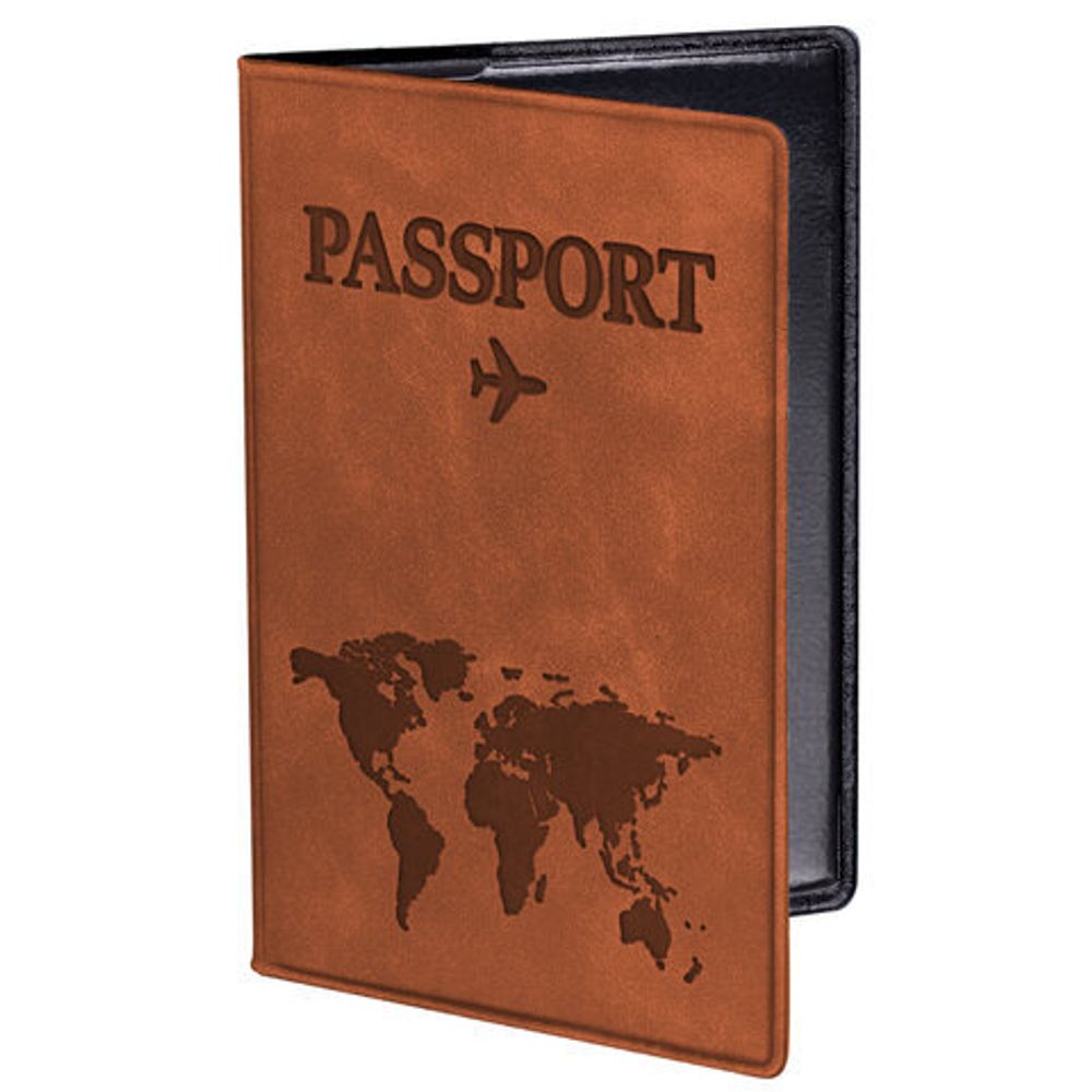 Обложка для паспорта "Passport Map", мягкая экокожа, коричневая, STAFF, 238876
