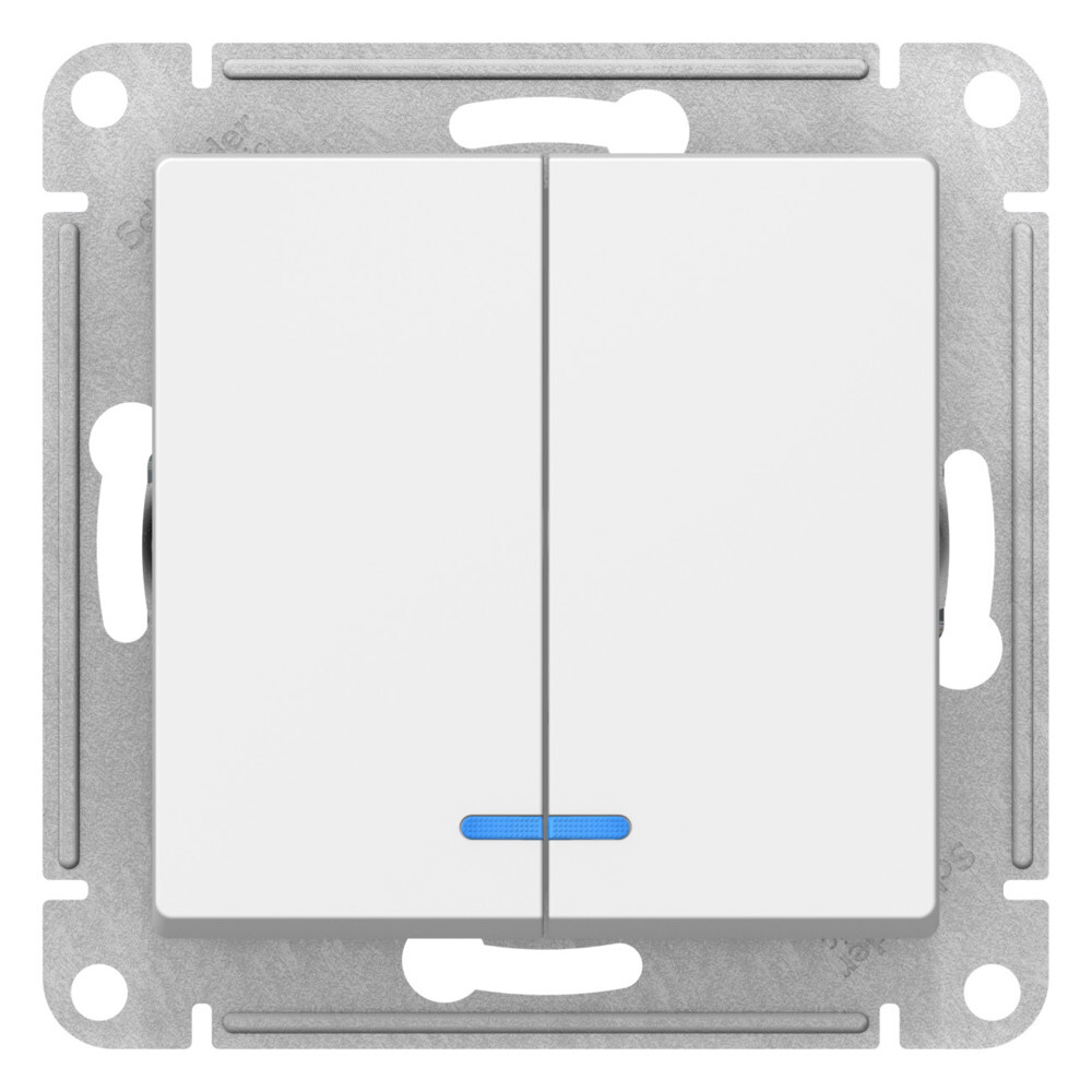 ATLASDESIGN 2-клавишный ВЫКЛЮЧАТЕЛЬ с подсветкой, сх.5а, 10АХ, мех., ЛОТОС
