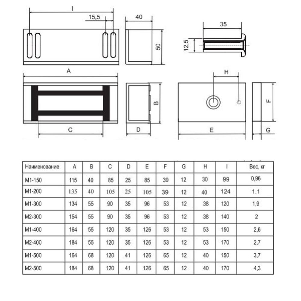 Электромагнитный замок М1-150 (серый с уголком)