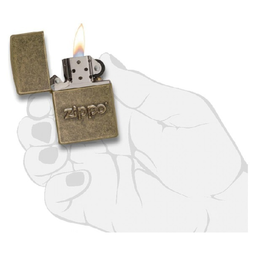 Зажигалка серебристая матовая Zippo Classic с покрытием Antique Brass