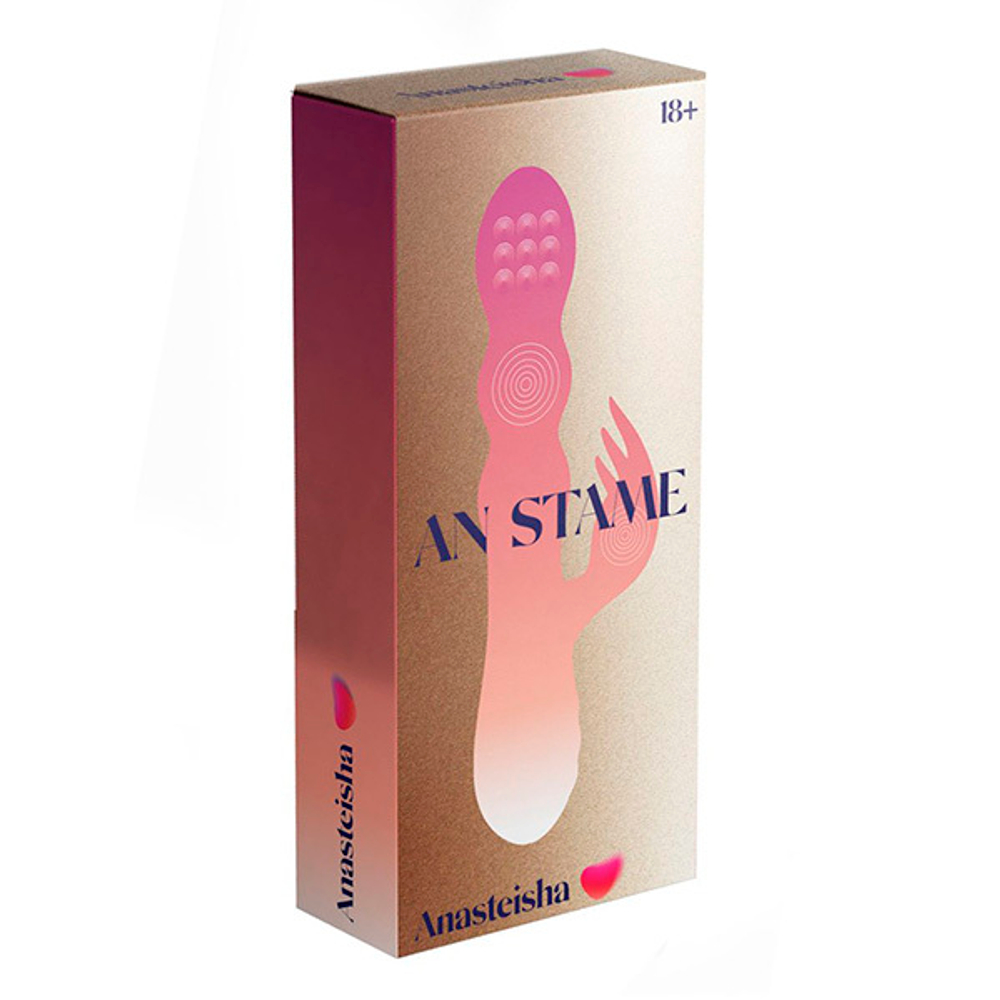 Сливовый вибратор-кролик 22см с массажем бусинами Anasteisha Stamen AN016