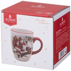 КРУЖКА AGNESS “С НОВЫМ ГОДОМ!" 11,5*8*10 СМ 300 МЛ (КОР=48ШТ.)